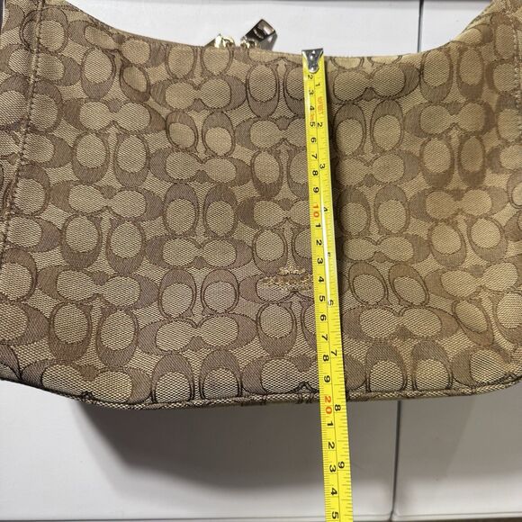 Coach Beige Signature Canvas Convertible Celeste Hobo Medium Size Brown Gold - Picture 12 of 15